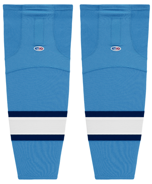 Athletic Knit (AK) HS2100-828 2008 Pittsburgh Penguins Third Sky Blue Mesh Ice Hockey Socks - PSH Sports