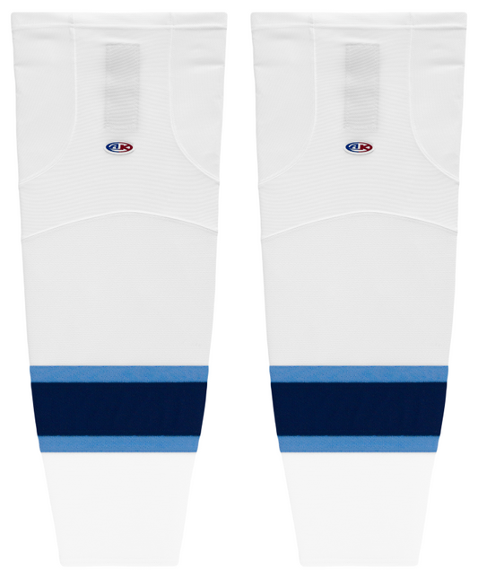 Athletic Knit (AK) HS2100-832 2008 Pittsburgh Penguins Third White Mesh Ice Hockey Socks - PSH Sports