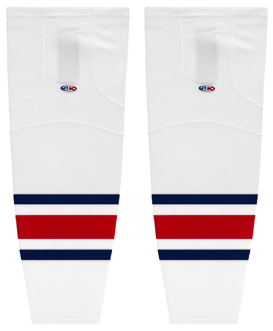 Athletic Knit (AK) HS2100-891 2010 Columbus Blue Jackets White Mesh Ice Hockey Socks - PSH Sports