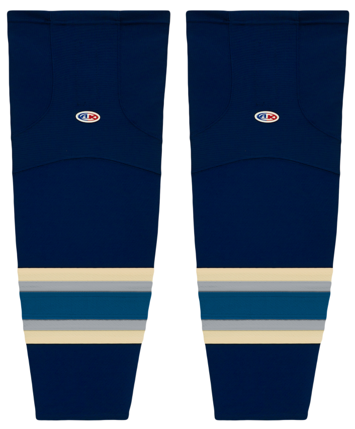 Athletic Knit (AK) HS2100-892 2010 Columbus Blue Jackets Third Navy Mesh Ice Hockey Socks - PSH Sports