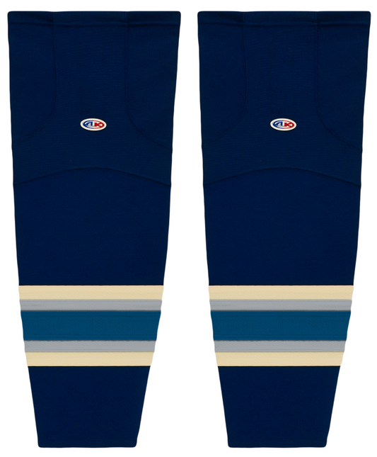 Athletic Knit (AK) HS2100-892 2010 Columbus Blue Jackets Third Navy Mesh Ice Hockey Socks - PSH Sports
