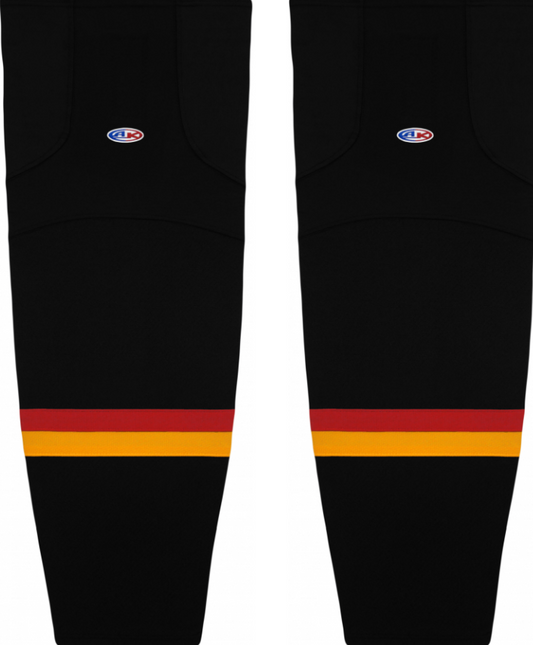 Athletic Knit (AK) HS2100-894 2021 Calgary Flames Reverse Retro Black Mesh Ice Hockey Socks - PSH Sports