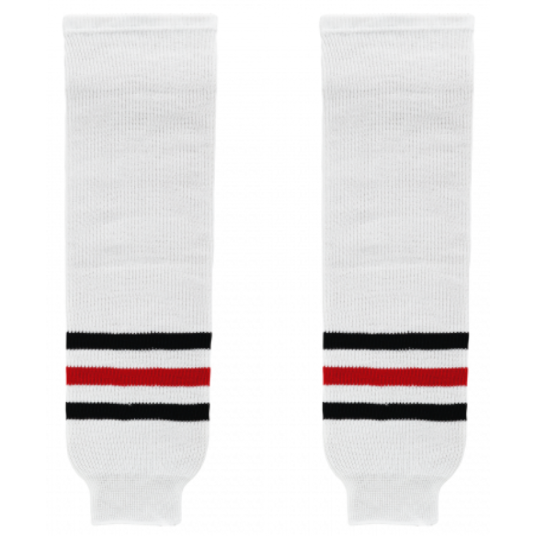 Athletic Knit (AK) HS630-305 Chicago Blackhawks White Knit Ice Hockey Socks - PSH Sports