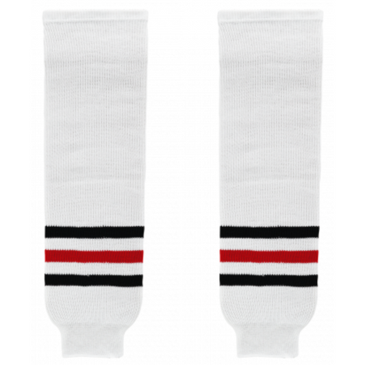 Athletic Knit (AK) HS630-305 Chicago Blackhawks White Knit Ice Hockey Socks - PSH Sports