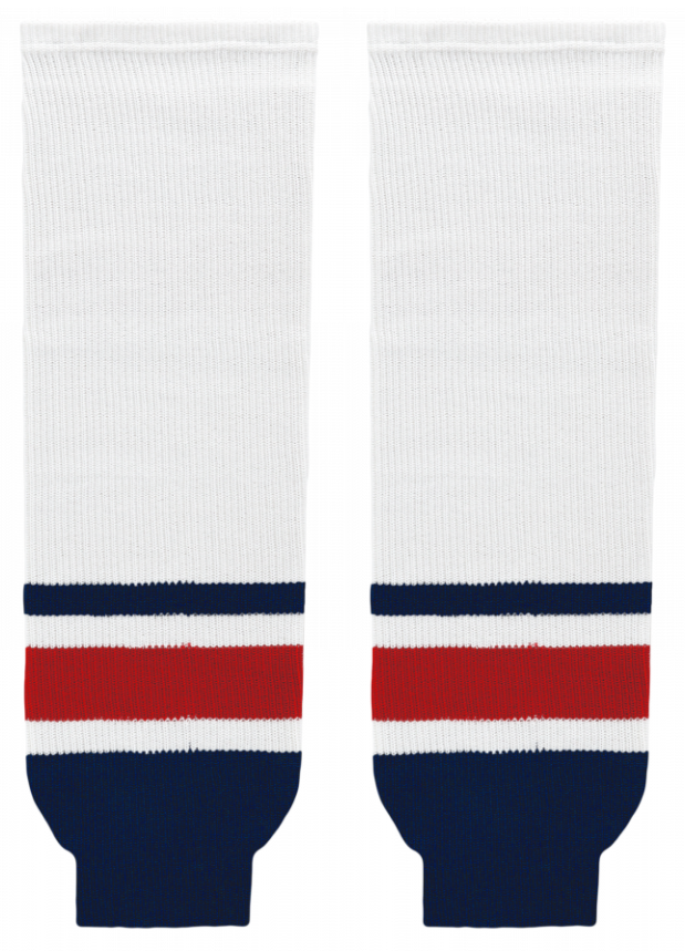 Athletic Knit (AK) HS630-691 Columbus Blue Jackets White Knit Ice Hockey Socks - PSH Sports