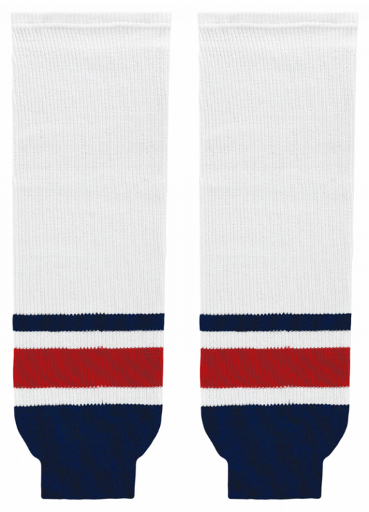 Athletic Knit (AK) HS630-691 Columbus Blue Jackets White Knit Ice Hockey Socks - PSH Sports