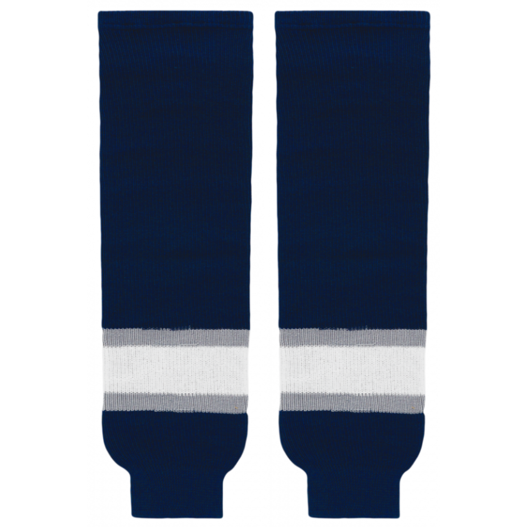Athletic Knit (AK) HS630-370 2002 Edmonton Oilers Third Navy Knit Ice Hockey Socks - PSH Sports