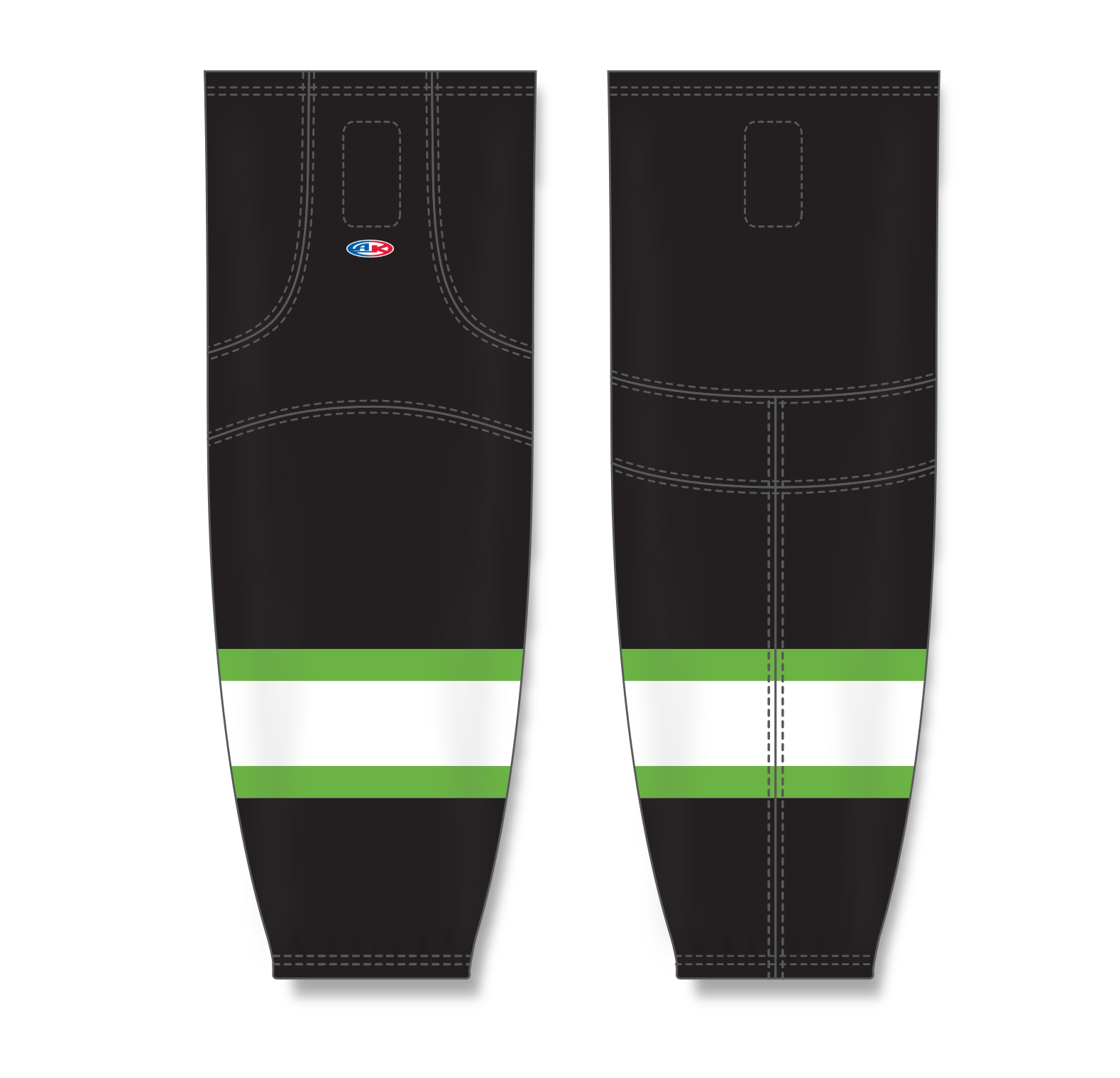 Athletic Knit (AK) HS2100 Black/Lime Green/White Mesh Cut & Sew Ice Hockey Socks - PSH Sports