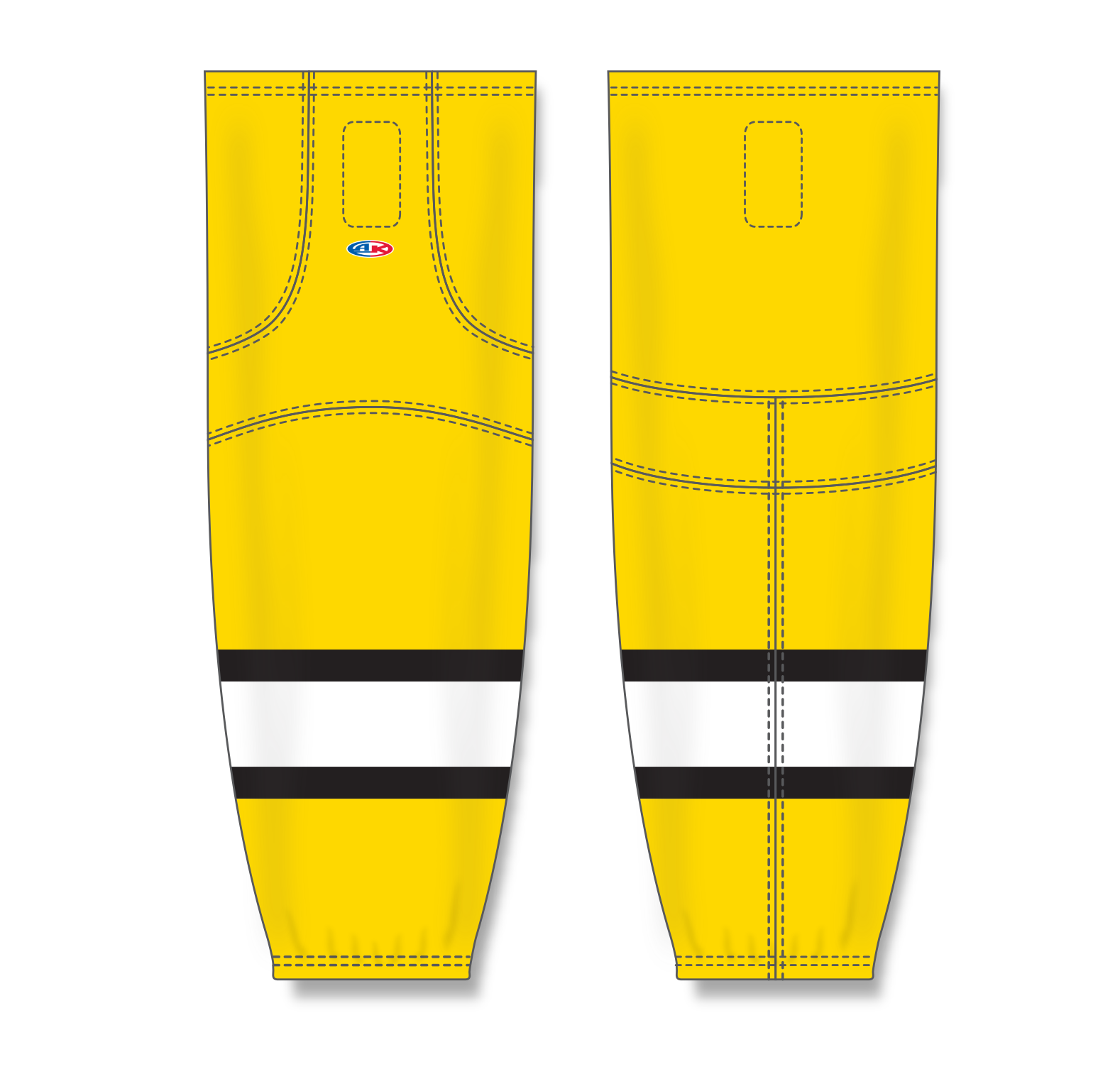 Athletic Knit (AK) HS2100 Maize/Black/White Mesh Cut & Sew Ice Hockey Socks - PSH Sports