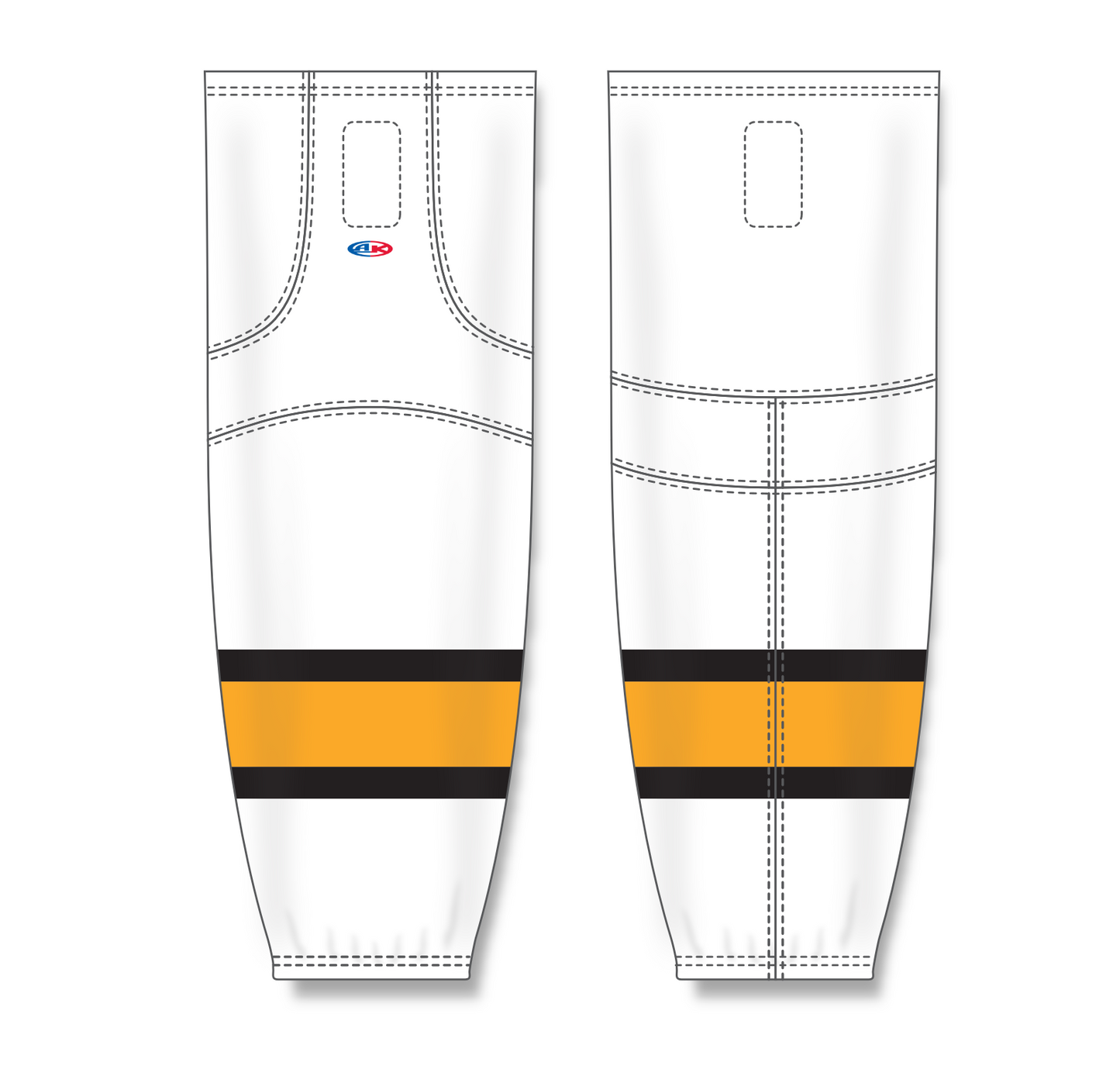 Athletic Knit (AK) HS2100 Boston Bruins White Mesh Cut & Sew Ice Hockey Socks - PSH Sports