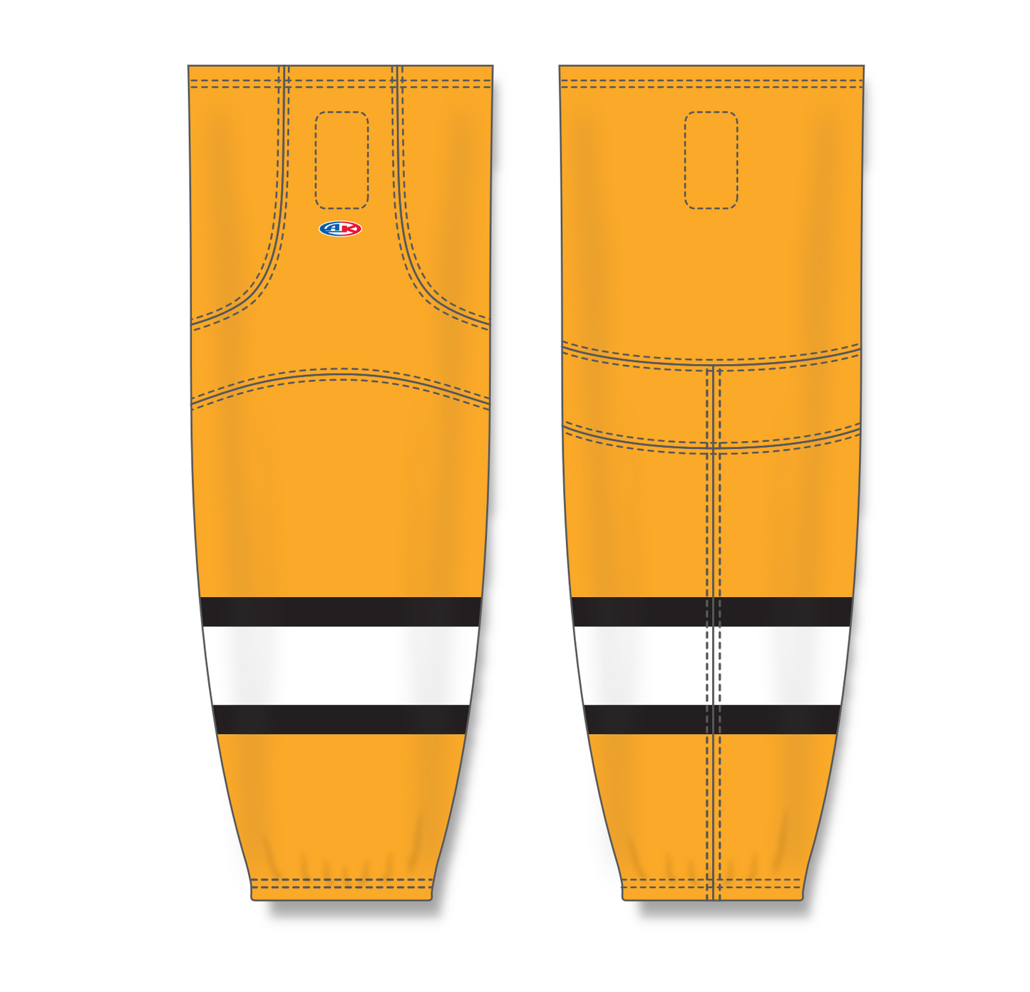 Athletic Knit (AK) HS2100 Gold/White/Black Mesh Cut & Sew Ice Hockey Socks - PSH Sports