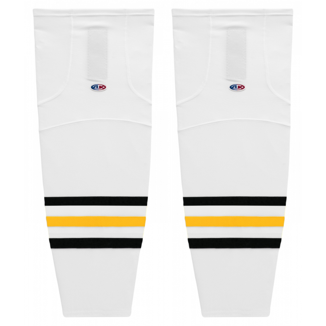 Athletic Knit (AK) HS2100-353 Pittsburgh Penguins White/Black/Tuscan Gold Mesh Ice Hockey Socks - PSH Sports