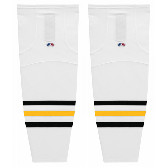 Athletic Knit (AK) HS2100-353 Pittsburgh Penguins White/Black/Tuscan Gold Mesh Ice Hockey Socks - PSH Sports