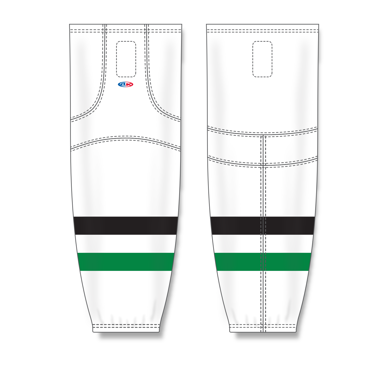 Athletic Knit (AK) HS2100 2013 Dallas Stars White Mesh Cut & Sew Ice Hockey Socks - PSH Sports