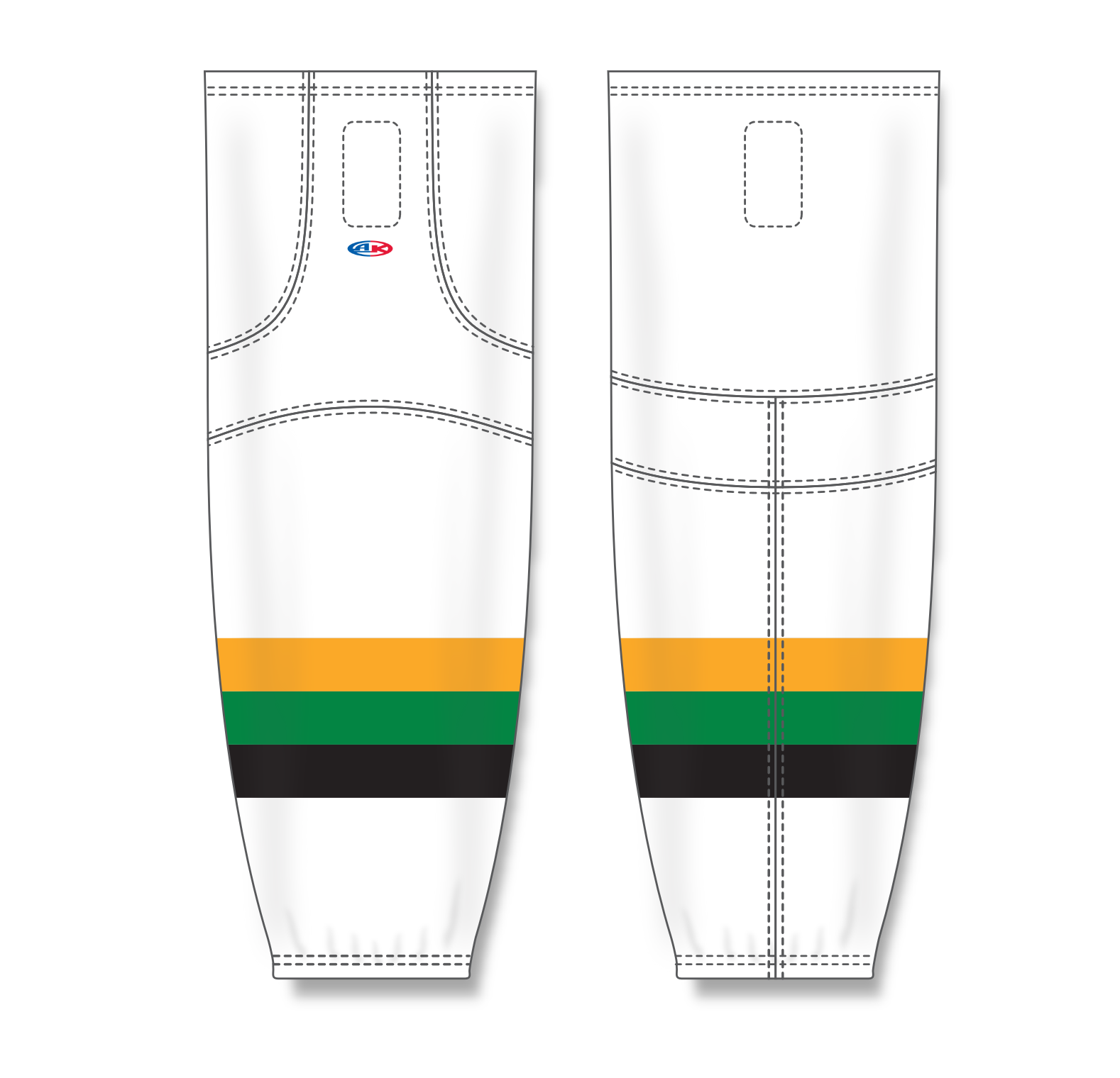 Athletic Knit (AK) HS2100 Minnesota North Stars White with Black Stripe Mesh Cut & Sew Ice Hockey Socks - PSH Sports