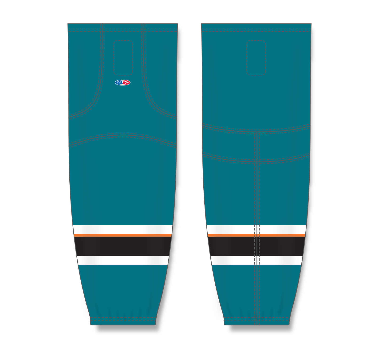 Athletic Knit (AK) HS2100 2013 San Jose Sharks Pacific Teal Mesh Cut & Sew Ice Hockey Socks - PSH Sports