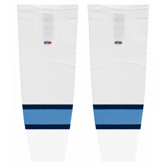 Athletic Knit (AK) HS2100-474 Pittsburgh Penguins White/Navy/Sky Blue Mesh Ice Hockey Socks - PSH Sports