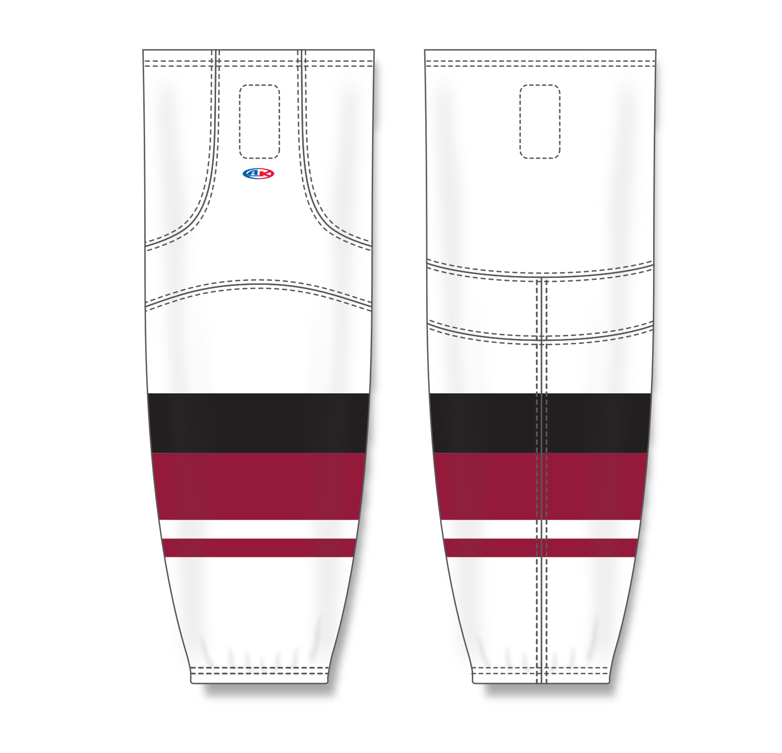 Athletic Knit (AK) HS2100 2015 Arizona Coyotes White Mesh Cut & Sew Ice Hockey Socks - PSH Sports