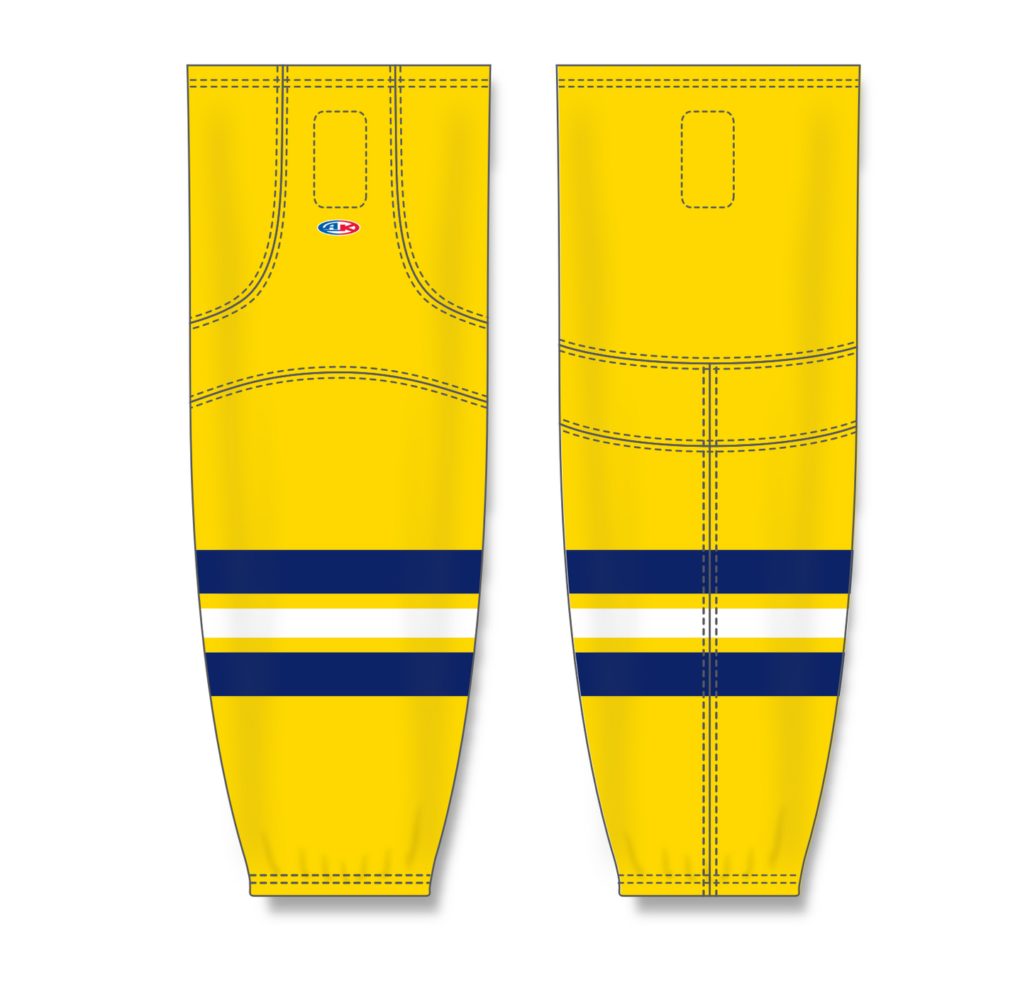 Athletic Knit (AK) HS2100 2011 University of Michigan Wolverines Maize Mesh Cut & Sew Ice Hockey Socks - PSH Sports