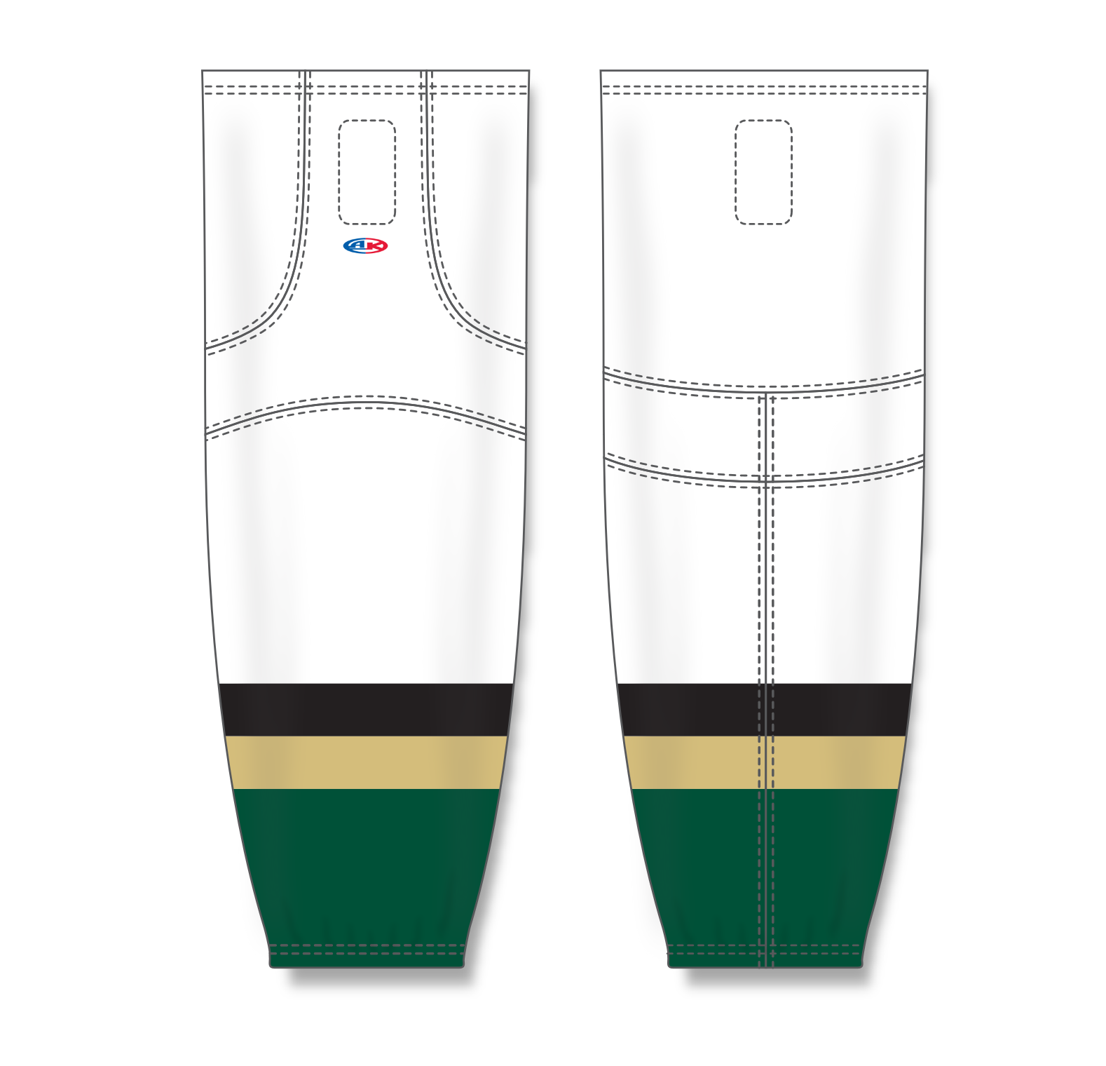 Athletic Knit (AK) HS2100 New Texas (Dallas) Stars White Mesh Cut & Sew Ice Hockey Socks - PSH Sports