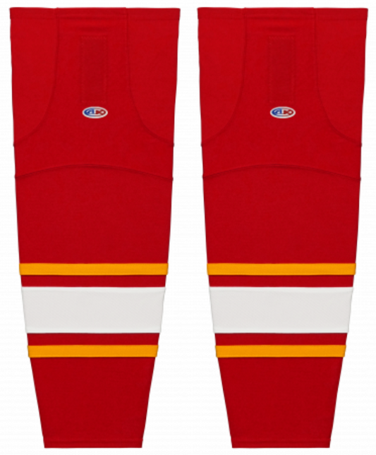 Athletic Knit (AK) HS2100-885 Vintage Calgary Flames Red Mesh Ice Hockey Socks - PSH Sports
