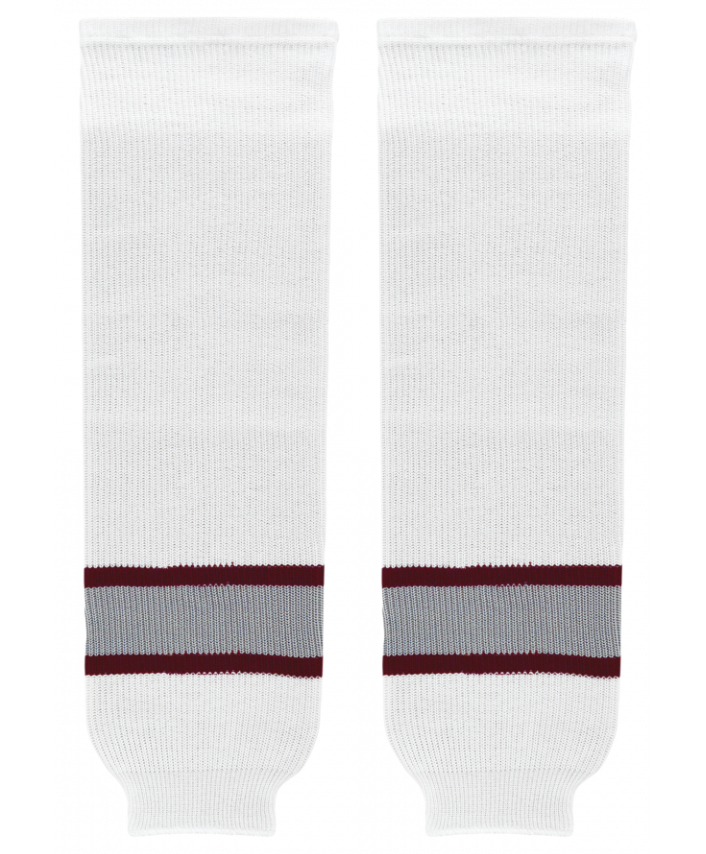 Modelline White/Maroon/Grey Knit Ice Hockey Socks - PSH Sports