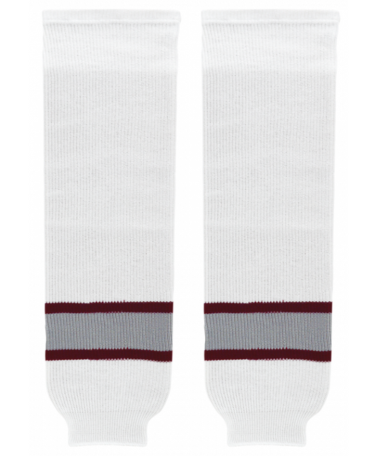 Modelline White/Maroon/Grey Knit Ice Hockey Socks - PSH Sports