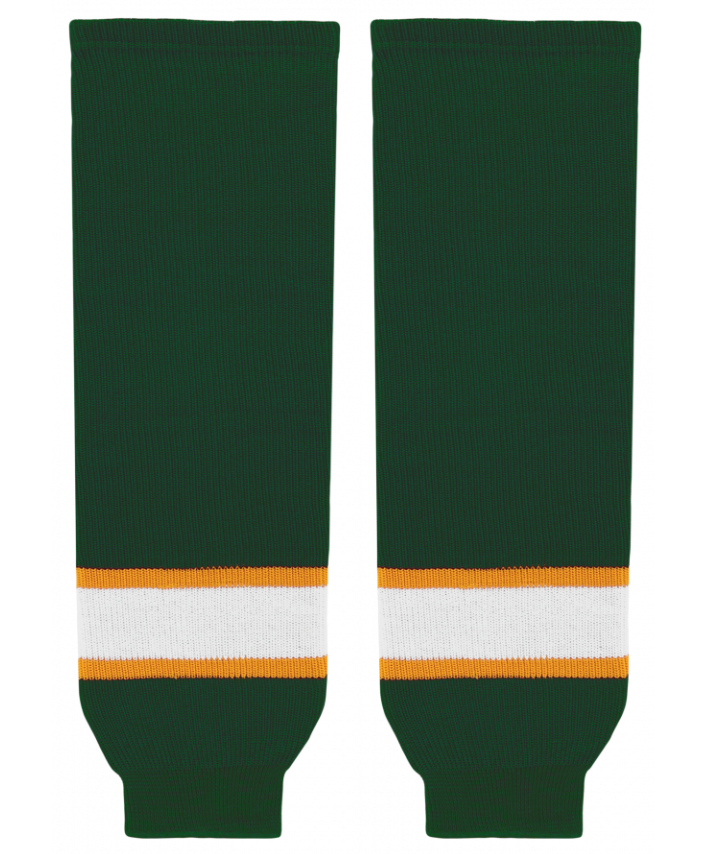 Athletic Knit (AK) HS630-439 Dark Green/Gold/White Knit Ice Hockey Socks - PSH Sports