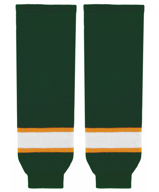 Athletic Knit (AK) HS630-439 Dark Green/Gold/White Knit Ice Hockey Socks - PSH Sports