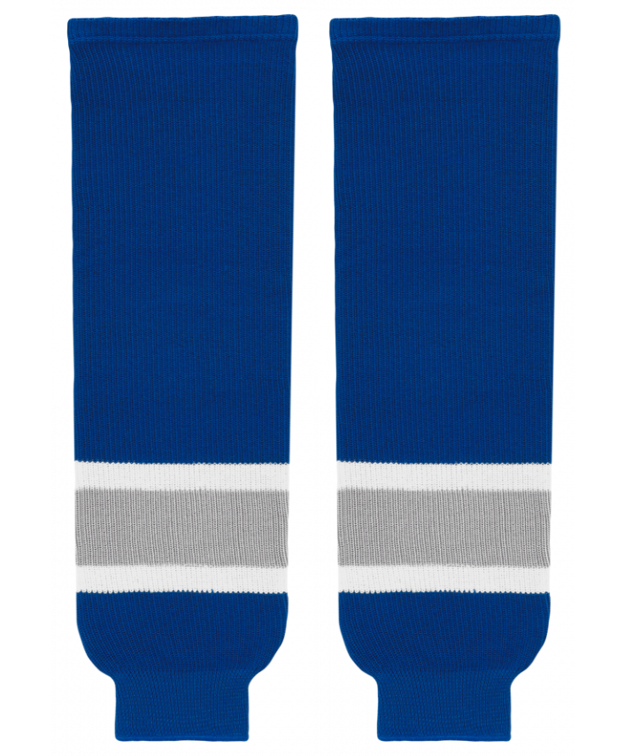 Athletic Knit (AK) HS630-446 Royal Blue/Grey/White Knit Ice Hockey Socks - PSH Sports