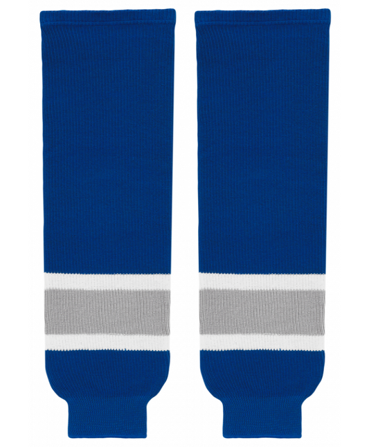 Athletic Knit (AK) HS630-446 Royal Blue/Grey/White Knit Ice Hockey Socks - PSH Sports
