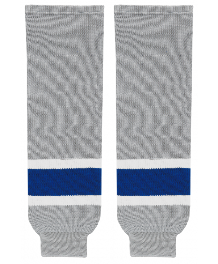 Athletic Knit (AK) HS630-450 Grey/Royal Blue/White Knit Ice Hockey Socks - PSH Sports