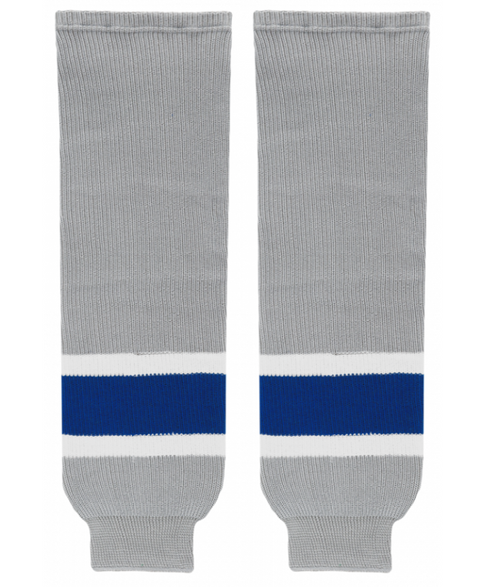 Athletic Knit (AK) HS630-450 Grey/Royal Blue/White Knit Ice Hockey Socks - PSH Sports