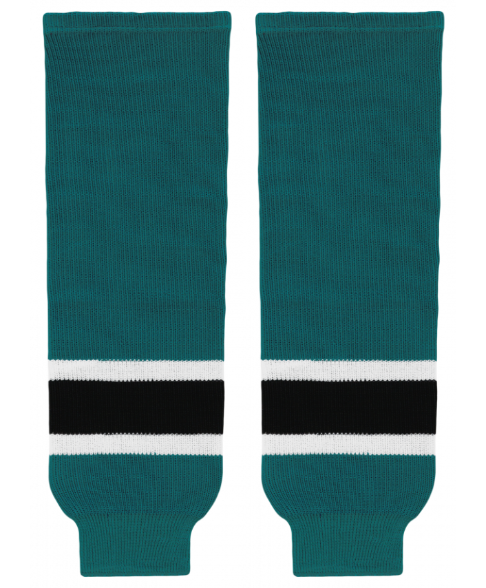 Athletic Knit (AK) HS630-457 Pacific Teal/White/Black Knit Ice Hockey Socks - PSH Sports