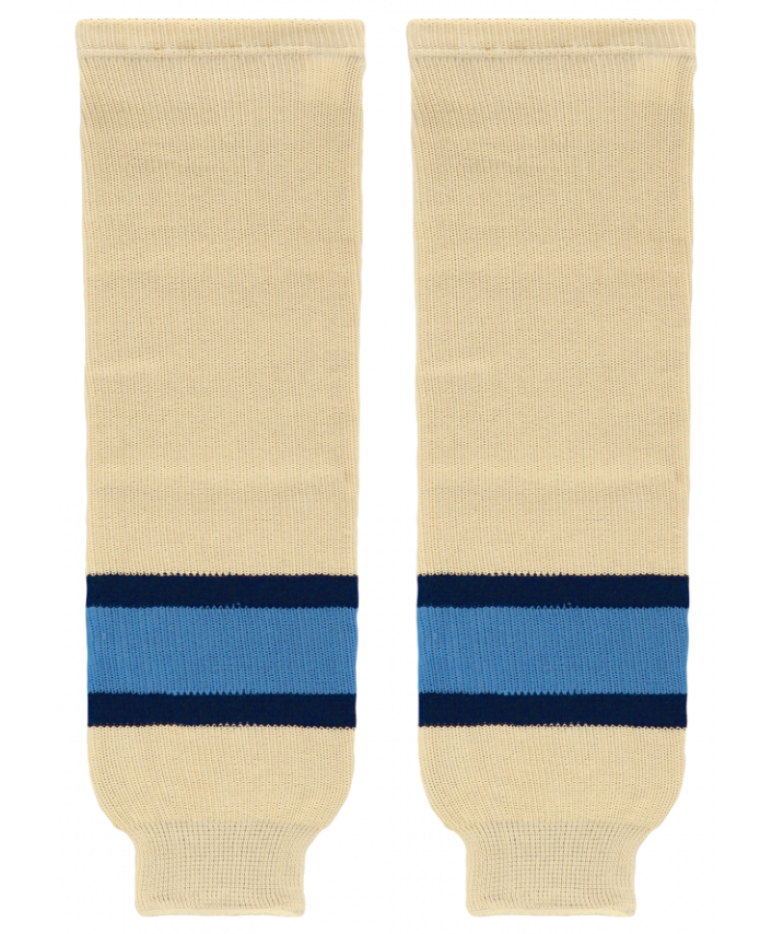 Athletic Knit (AK) HS630-545 Sand/Navy/Sky Blue Knit Ice Hockey Socks - PSH Sports