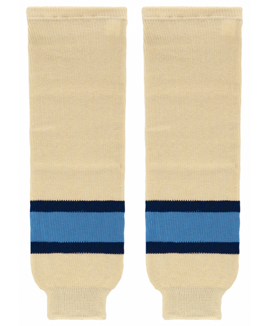 Athletic Knit (AK) HS630-545 Sand/Navy/Sky Blue Knit Ice Hockey Socks - PSH Sports