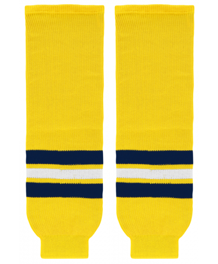 Athletic Knit (AK) HS630-590 2011 University of Michigan Wolverines Maize Knit Ice Hockey Socks - PSH Sports