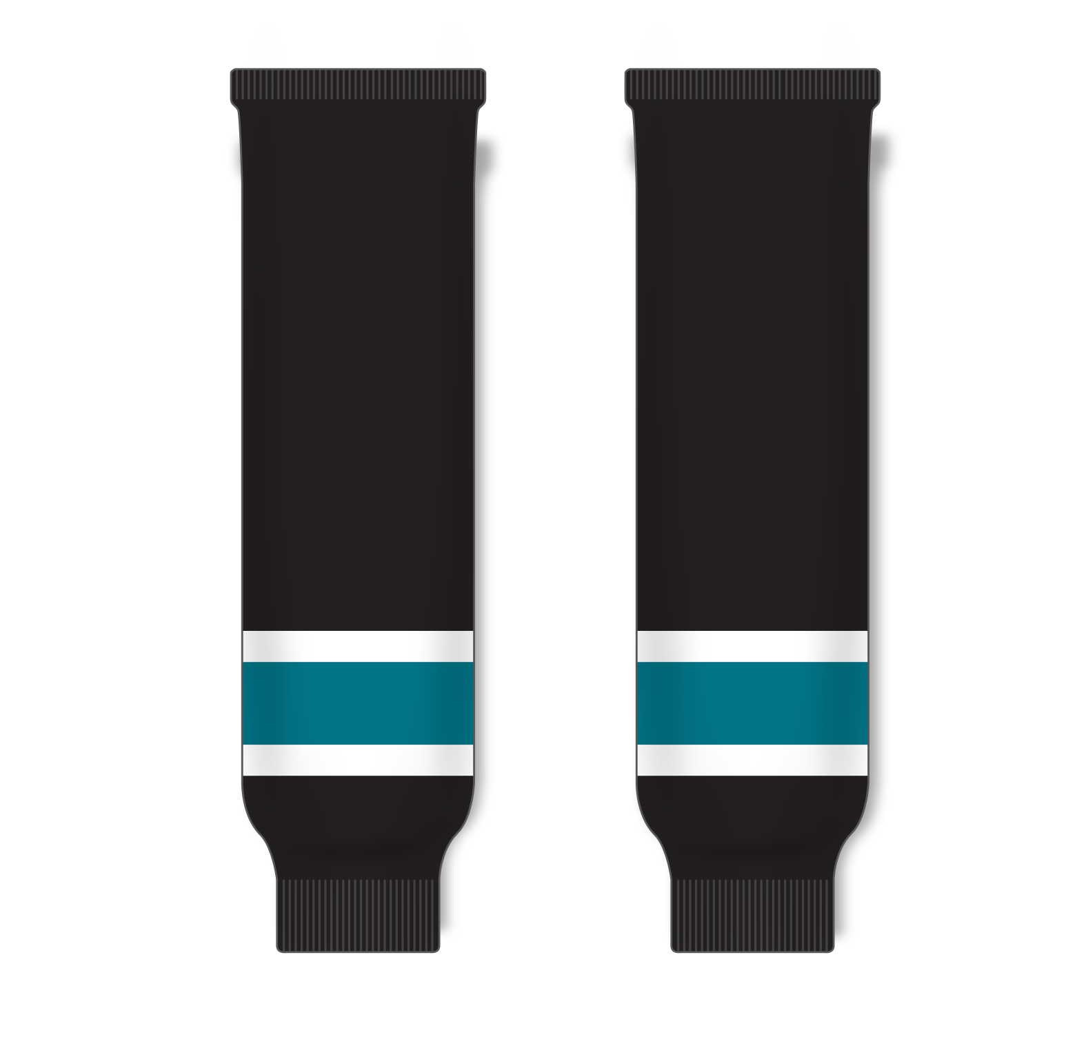 Athletic Knit (AK) HS630 2008 San Jose Sharks Third Black Ice Hockey Socks - PSH Sports