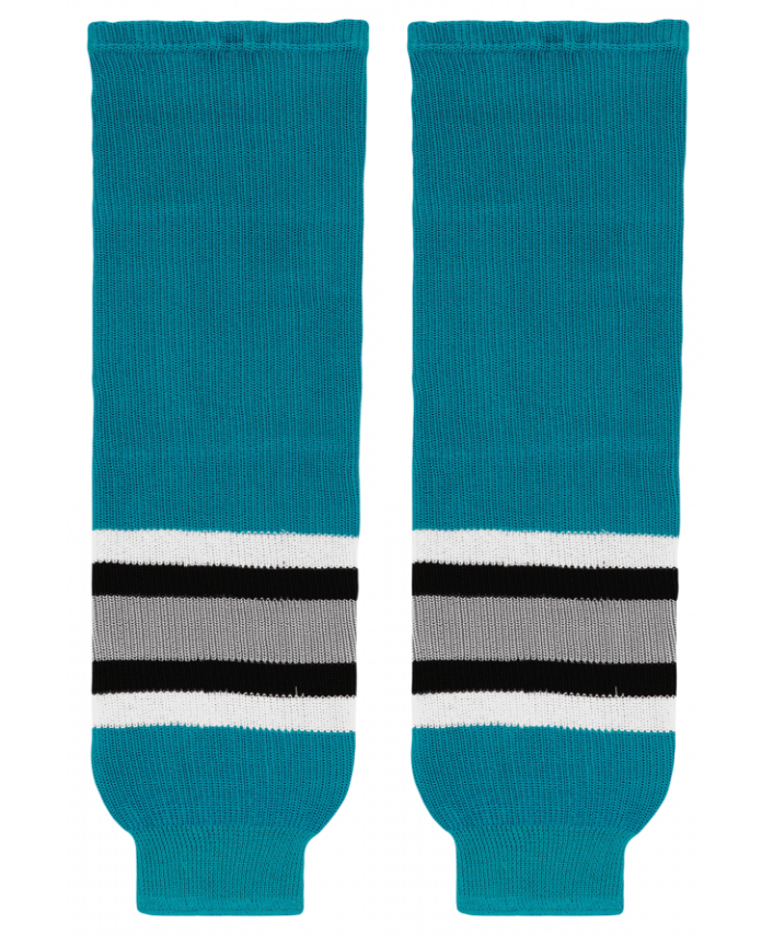 Athletic Knit (AK) HS630-636 San Jose Sharks Teal Knit Ice Hockey Socks - PSH Sports