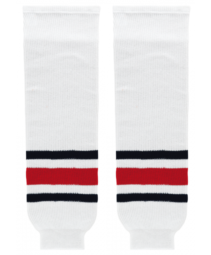 Athletic Knit (AK) HS630-891 2010 Columbus Blue Jackets White Knit Ice Hockey Socks - PSH Sports