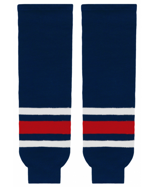 Athletic Knit (AK) HS630-890 2010 Columbus Blue Jackets Navy Knit Ice Hockey Socks - PSH Sports