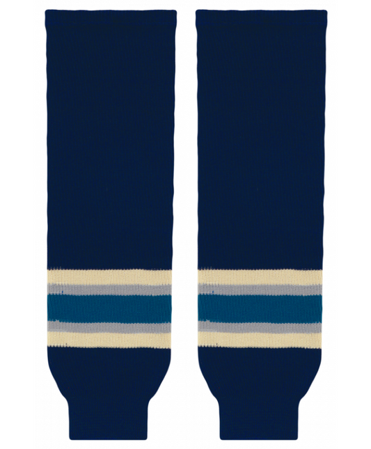 Athletic Knit (AK) HS630-892 2010 Columbus Blue Jackets Third Navy Knit Ice Hockey Socks - PSH Sports