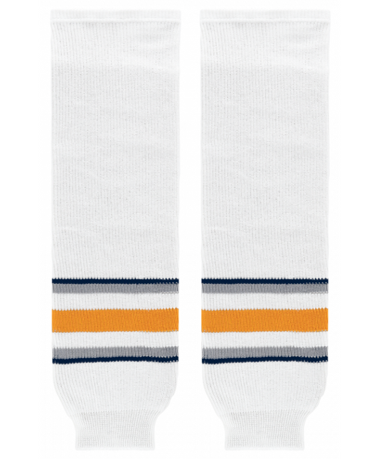 Athletic Knit (AK) HS630-811 2009 Buffalo Sabres Third White Knit Ice Hockey Socks - PSH Sports