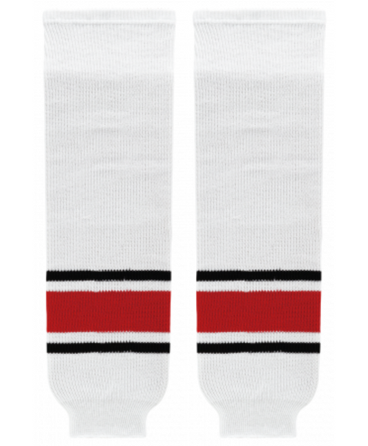 Athletic Knit (AK) HS630-528 2013 Carolina Hurricanes White Knit Ice Hockey Socks - PSH Sports