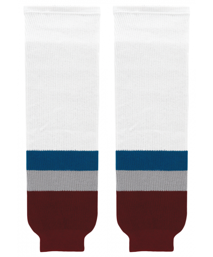 Athletic Knit (AK) HS630-805 2011 Colorado Avalanche White Knit Ice Hockey Socks - PSH Sports