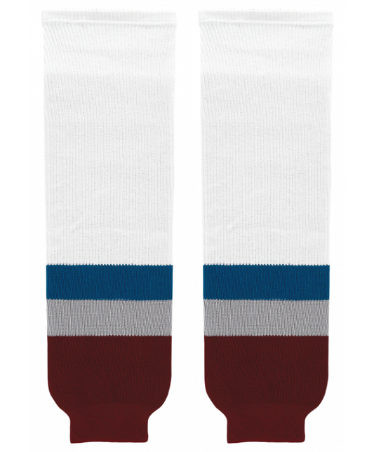 Athletic Knit (AK) HS630-805 2011 Colorado Avalanche White Knit Ice Hockey Socks - PSH Sports