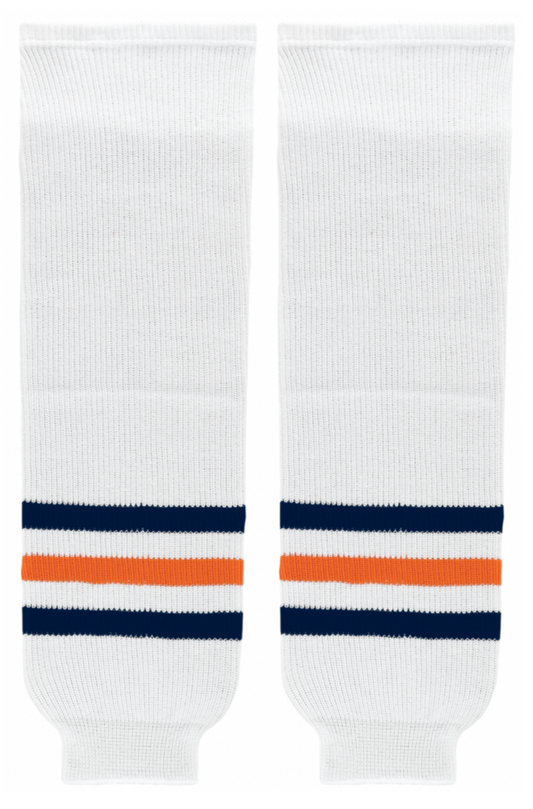 Athletic Knit (AK) HS630-371 2017 Edmonton Oilers White Knit Ice Hockey Socks - PSH Sports