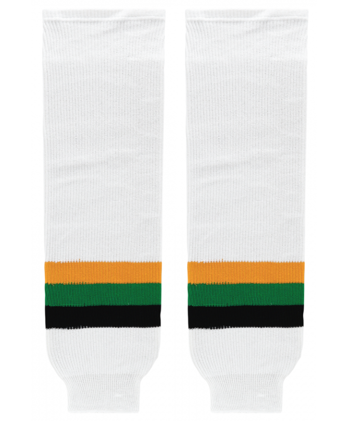 Athletic Knit (AK) HS630-407 Minnesota North Stars White with Black Stripe Knit Ice Hockey Socks - PSH Sports