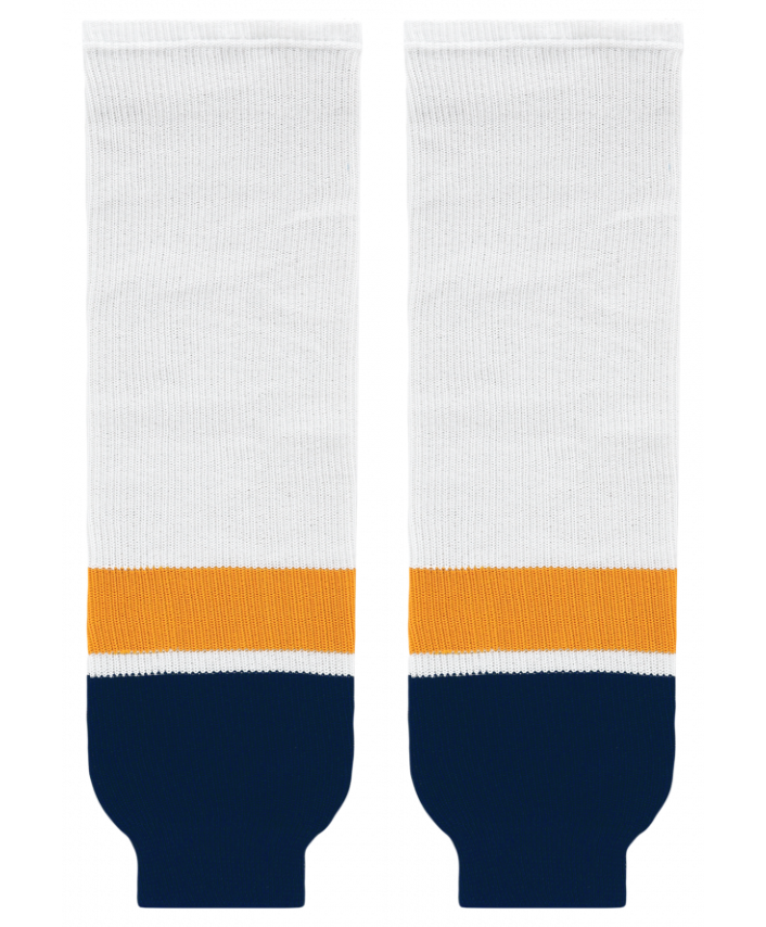 Athletic Knit (AK) HS630-872 2013 Nashville Predators White Knit Ice Hockey Socks - PSH Sports
