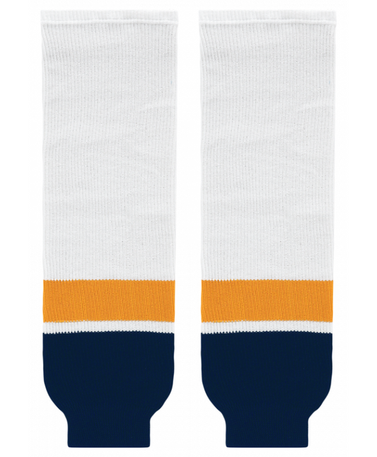 Athletic Knit (AK) HS630-872 2013 Nashville Predators White Knit Ice Hockey Socks - PSH Sports